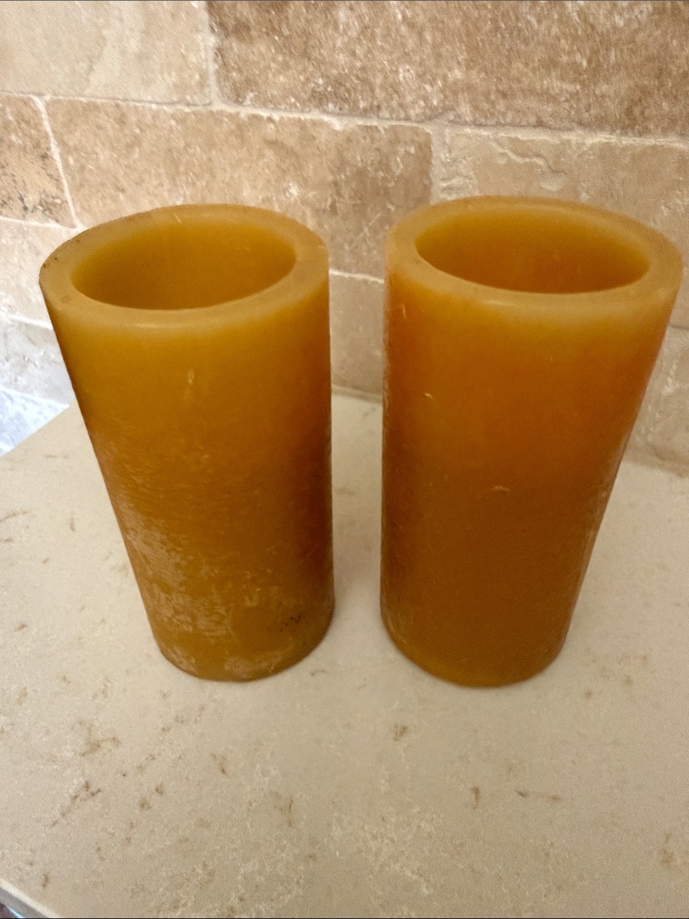 Amber Pillar FLAMELESS Candle Pair - Unbranded